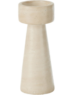 Grand Bougeoir moderne sur pied Hauteur 25 cm en Ciment Blanc crème Olina - 1