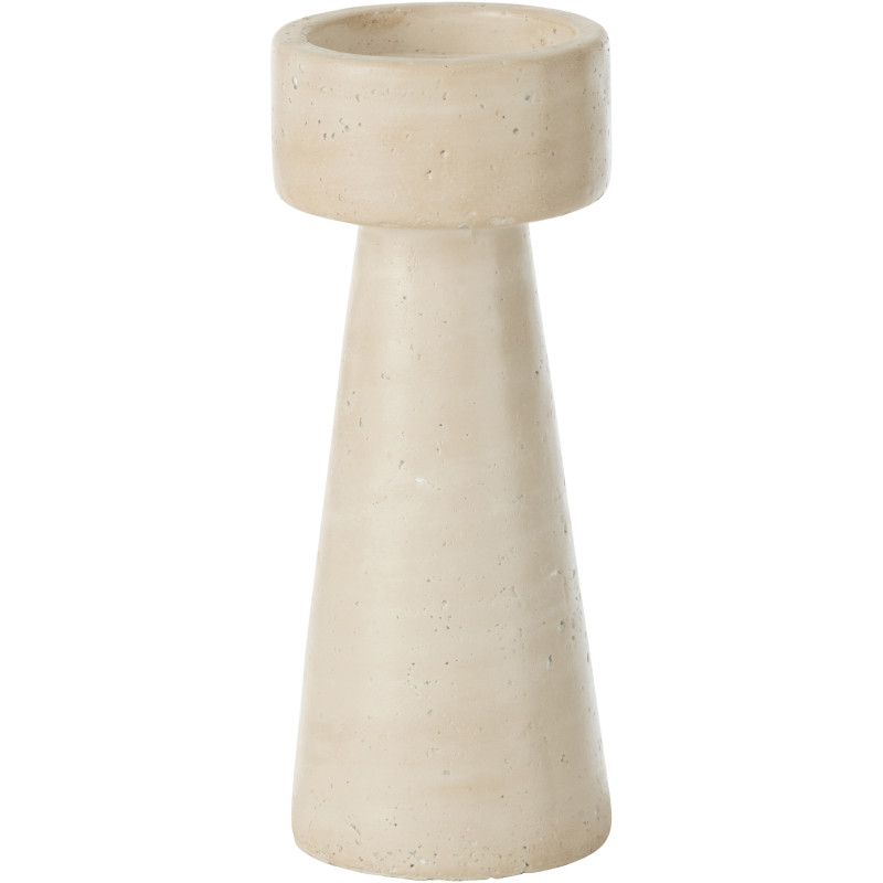 Grand Bougeoir moderne sur pied Hauteur 25 cm en Ciment Blanc crème Olina - 1