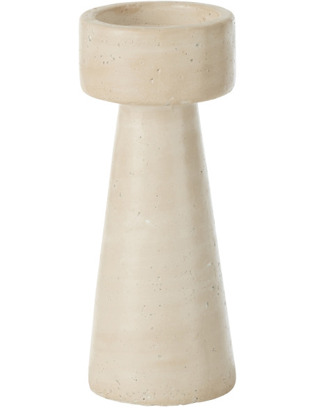 Grand Bougeoir moderne sur pied Hauteur 25 cm en Ciment Blanc crème Olina - 1
