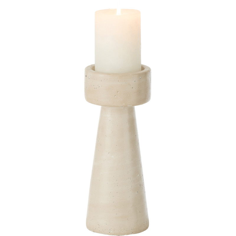 Grand Bougeoir moderne sur pied Hauteur 25 cm en Ciment Blanc crème Olina - 2