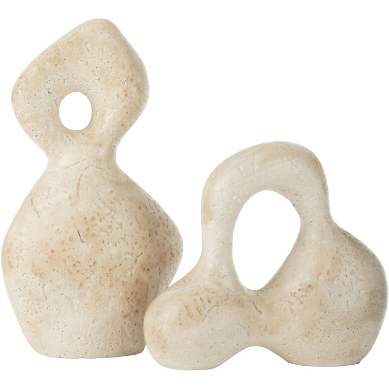 Sculpture moderne abstraite Hauteur 34 cm en Céramique Blanc crème Olina - 2