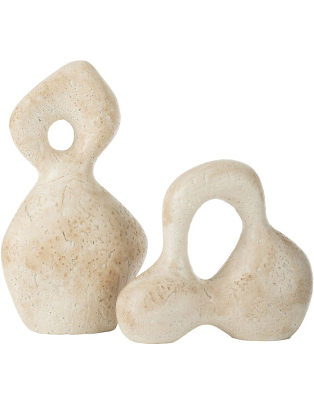 Sculpture moderne abstraite Hauteur 34 cm en Céramique Blanc crème Olina - 2