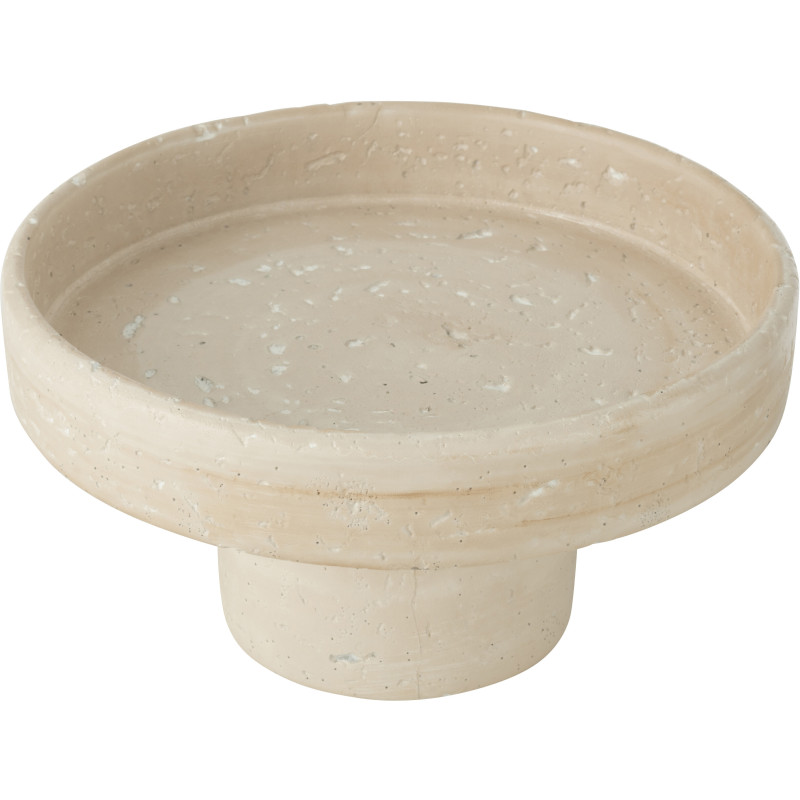 Plateau déco moderne rond sur pied 28 cm en Ciment Blanc crème Olina - 2