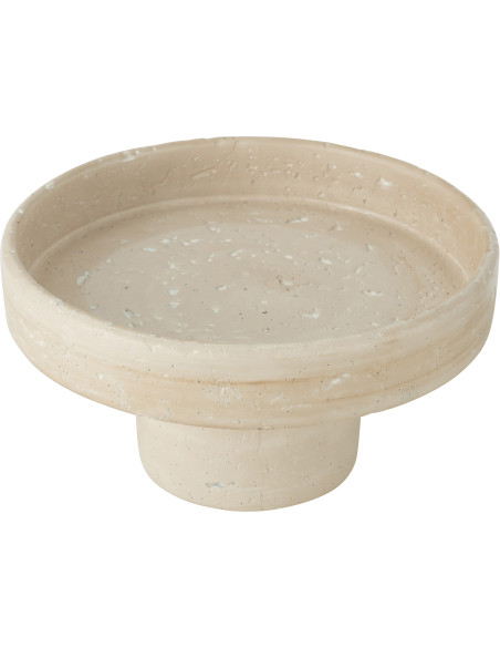 Plateau déco moderne rond sur pied 28 cm en Ciment Blanc crème Olina - 2
