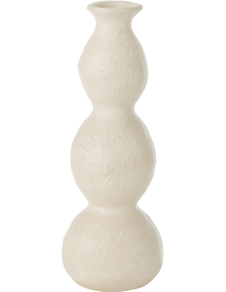 Vase moderne Slim Hauteur 29 cm en Céramique Blanc crème Olina - 1