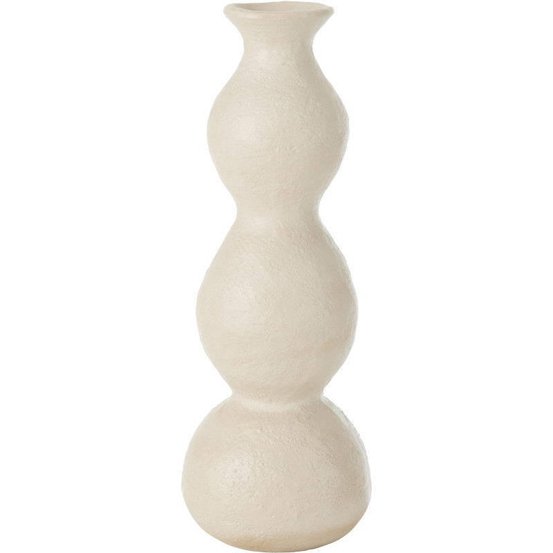 Grand Vase moderne Slim Hauteur 37 cm en Céramique Blanc crème Olina - 1