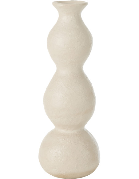 Grand Vase moderne Slim Hauteur 37 cm en Céramique Blanc crème Olina - 1