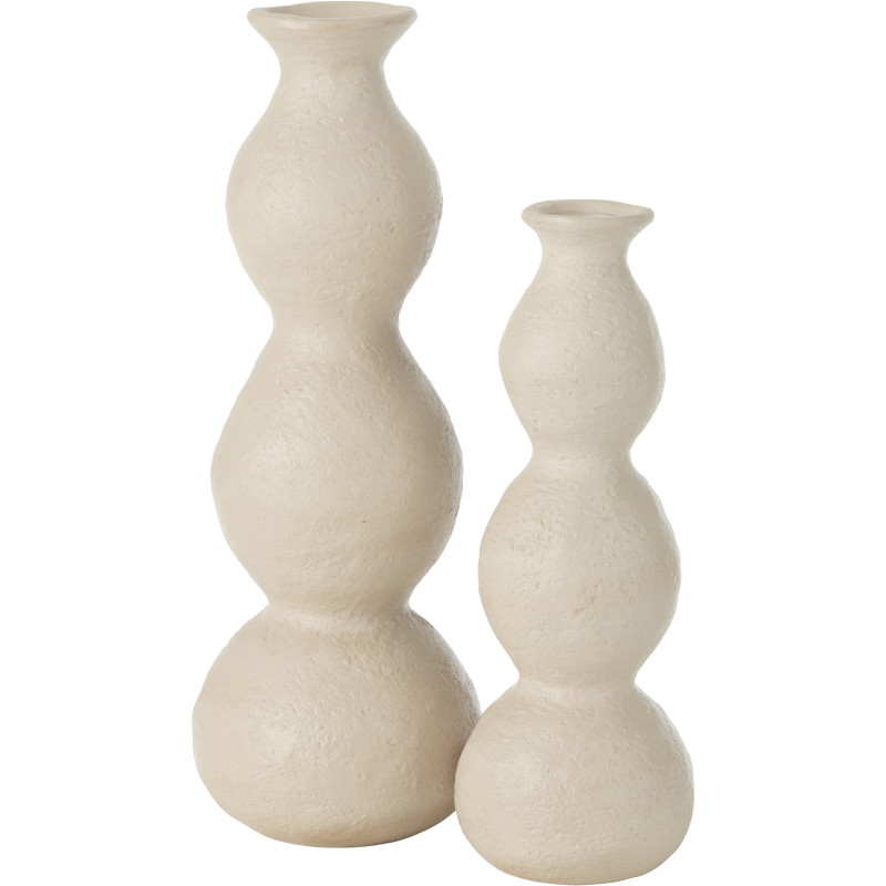 Grand Vase moderne Slim Hauteur 37 cm en Céramique Blanc crème Olina - 2