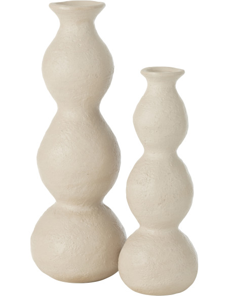 Grand Vase moderne Slim Hauteur 37 cm en Céramique Blanc crème Olina - 2