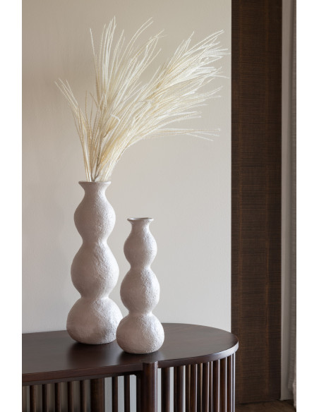 Grand Vase moderne Slim Hauteur 37 cm en Céramique Blanc crème Olina - 3