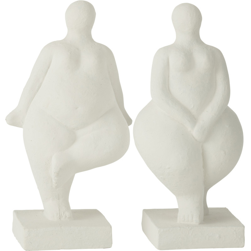 Statues déco modernes Femmes abstraites Hauteur 27 cm en Ciment Blanc Vénus (Lot de 2) - 1