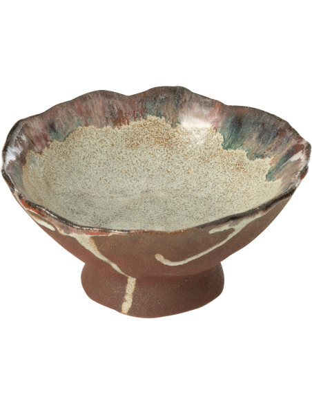 Bol déco organique sur pied 17 cm en Céramique Marron Terracotta Naga - 1