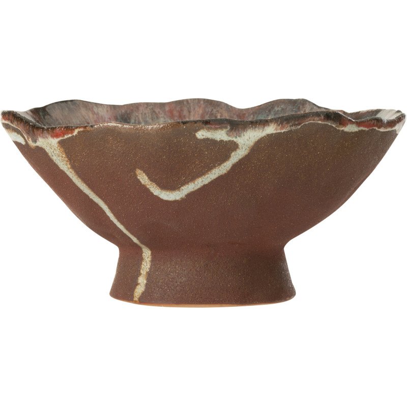 Bol déco organique sur pied 17 cm en Céramique Marron Terracotta Naga - 2