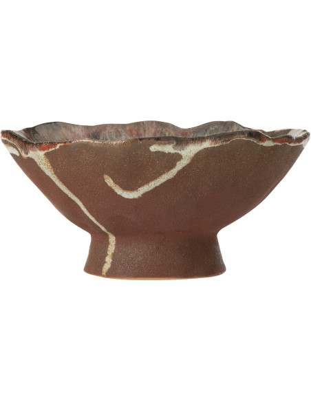 Bol déco organique sur pied 17 cm en Céramique Marron Terracotta Naga - 2
