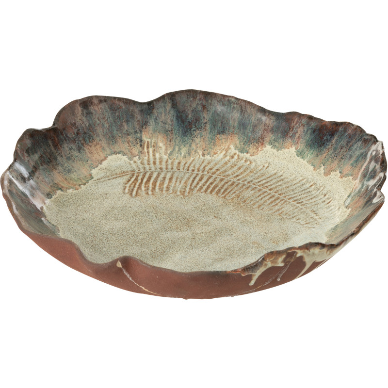 Grand Plateau déco organique 30 cm en Céramique Marron Terracotta Naga - 1