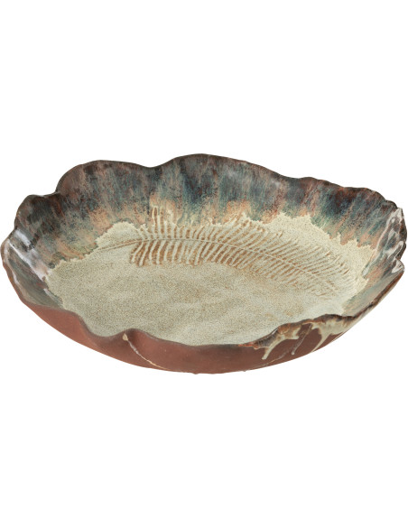Grand Plateau déco organique 30 cm en Céramique Marron Terracotta Naga - 1