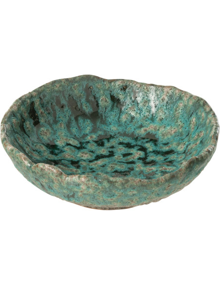 Grand Bol déco organique 20 cm en Céramique Bleu azur Marron Naga - 1