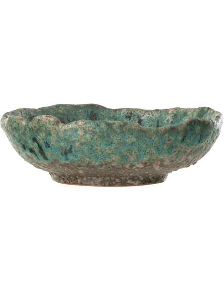 Grand Bol déco organique 20 cm en Céramique Bleu azur Marron Naga - 2