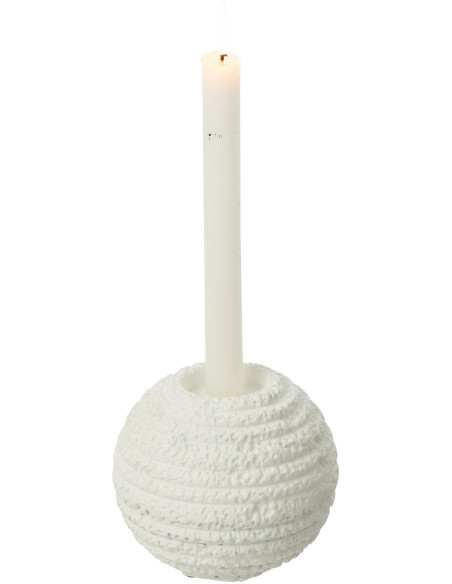 Bougeoir moderne boule 13 cm en Ciment Blanc Creta - 1