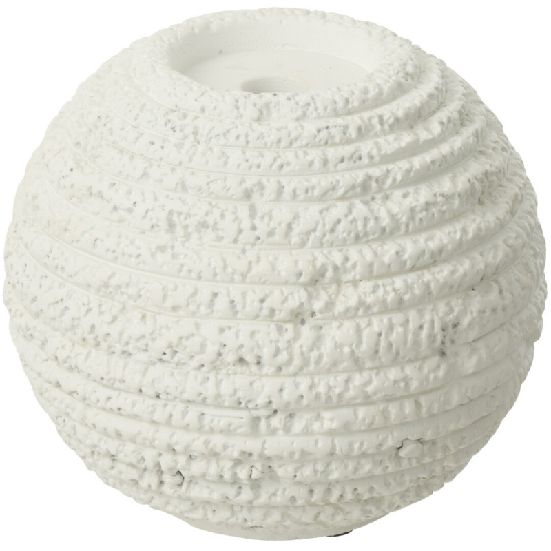 Grand Bougeoir moderne boule 18 cm en Ciment Blanc Creta - 2