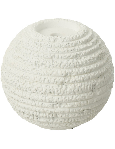Grand Bougeoir moderne boule 18 cm en Ciment Blanc Creta - 2
