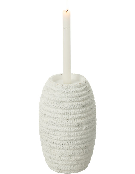 Grand Bougeoir moderne Hauteur 26 cm en Ciment Blanc Creta - 1