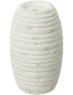 Grand Bougeoir moderne Hauteur 26 cm en Ciment Blanc Creta - 2