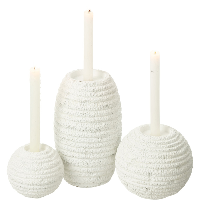 Grand Bougeoir moderne Hauteur 26 cm en Ciment Blanc Creta - 4