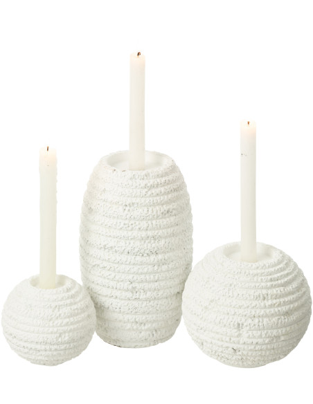 Grand Bougeoir moderne Hauteur 26 cm en Ciment Blanc Creta - 4