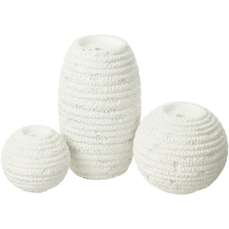 Grand Bougeoir moderne Hauteur 26 cm en Ciment Blanc Creta - 5