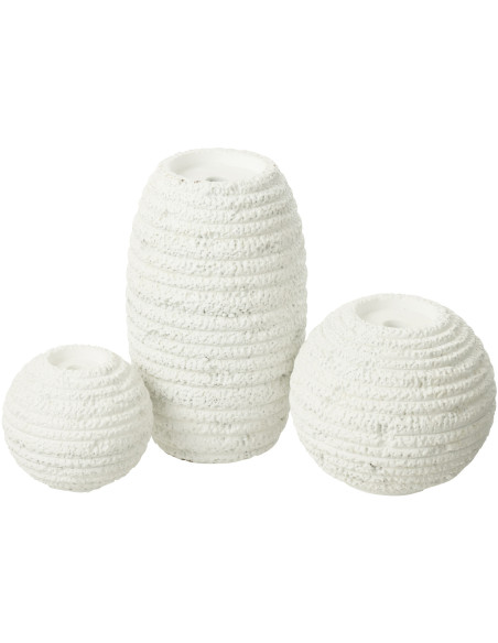 Grand Bougeoir moderne Hauteur 26 cm en Ciment Blanc Creta - 5