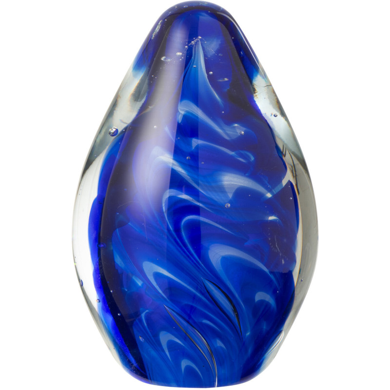 Presse papier sulfure moderne Ovale Hauteur 11 cm en Verre Transparent Bleu Polypus - 1