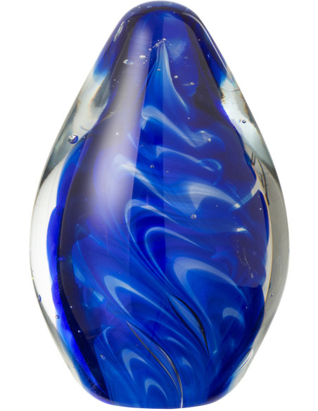 Presse papier sulfure moderne Ovale Hauteur 11 cm en Verre Transparent Bleu Polypus - 1