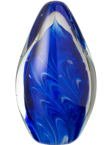 Presse papier sulfure moderne Ovale Hauteur 14 cm en Verre Transparent Bleu Polypus - 1