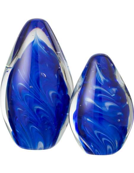 Presse papier sulfure moderne Ovale Hauteur 14 cm en Verre Transparent Bleu Polypus - 2