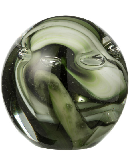 Presse papier sulfure moderne Rond 8 cm en Verre Transparent Vert Noir Tornado - 1