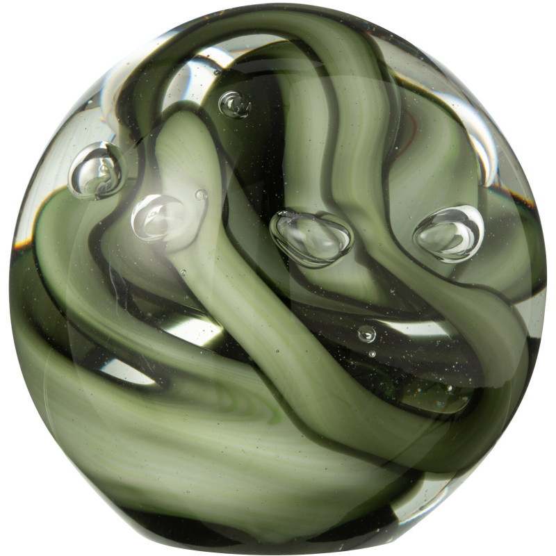 Presse papier sulfure moderne Rond 12 cm en Verre Transparent Vert Noir Tornado - 1
