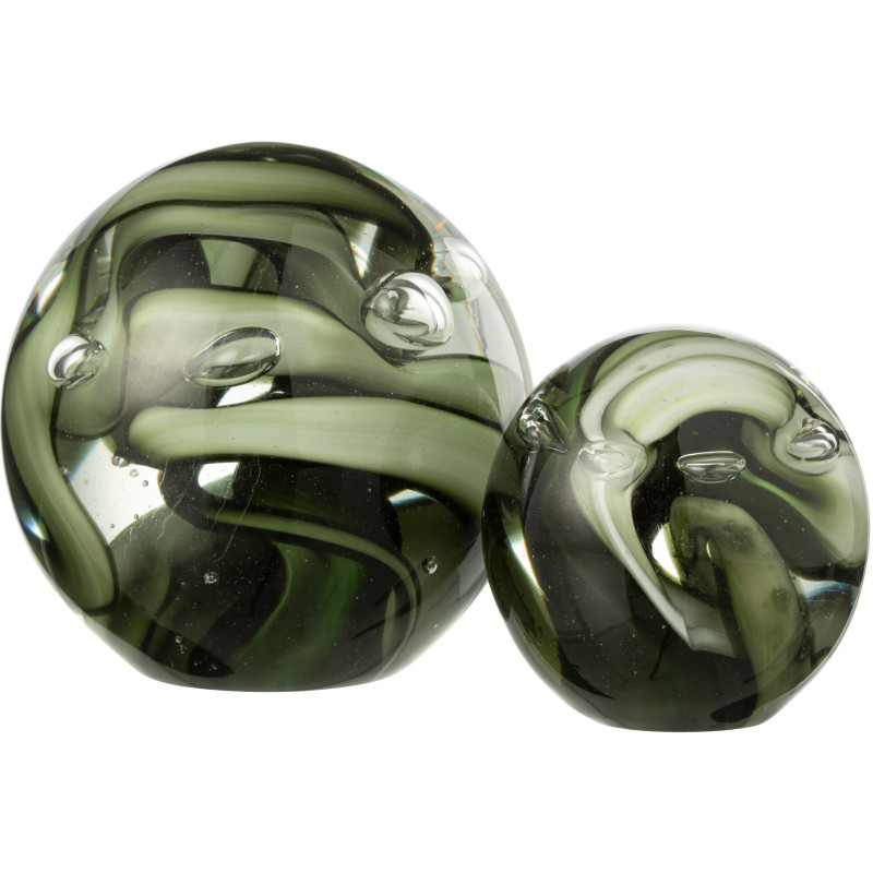Presse papier sulfure moderne Rond 12 cm en Verre Transparent Vert Noir Tornado - 2