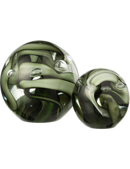Presse papier sulfure moderne Rond 12 cm en Verre Transparent Vert Noir Tornado - 2