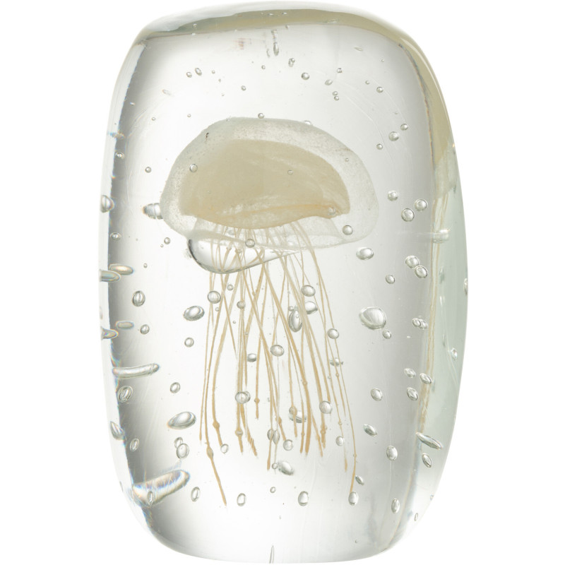 Presse papier sulfure Méduse Plat Hauteur 10 cm en Verre Transparent Beige Calypso - 1