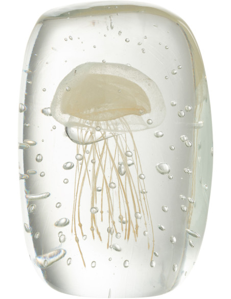 Presse papier sulfure Méduse Plat Hauteur 10 cm en Verre Transparent Beige Calypso - 1
