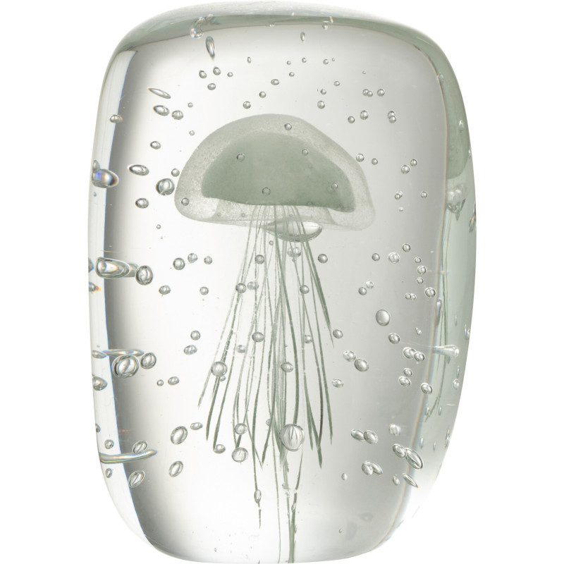 Presse papier sulfure Méduse Plat Hauteur 10 cm en Verre Transparent Vert clair Calypso - 1