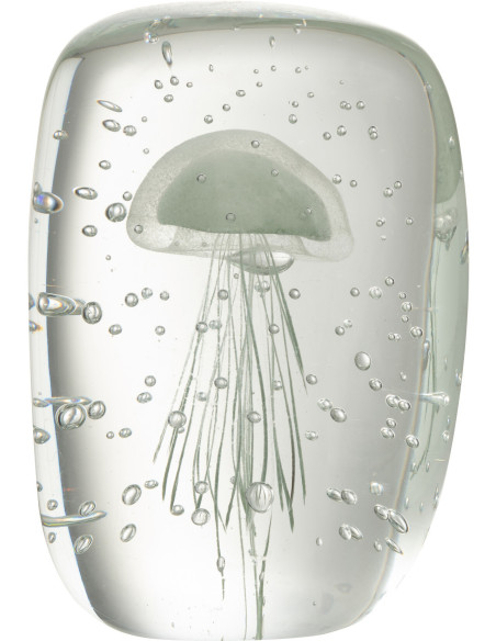 Presse papier sulfure Méduse Plat Hauteur 10 cm en Verre Transparent Vert clair Calypso - 1