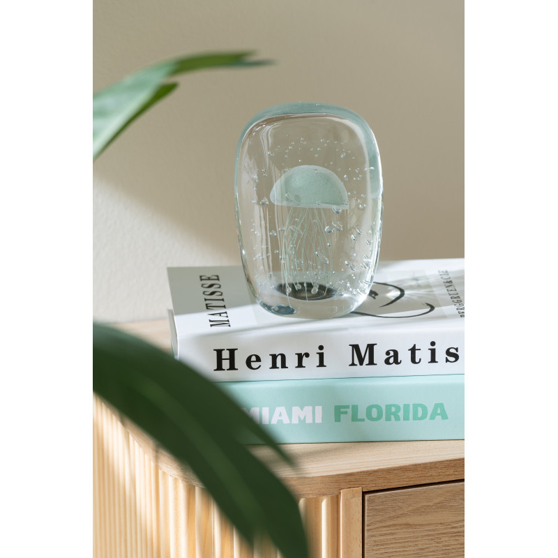 Presse papier sulfure Méduse Plat Hauteur 10 cm en Verre Transparent Vert clair Calypso - 2