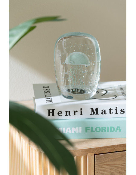 Presse papier sulfure Méduse Plat Hauteur 10 cm en Verre Transparent Vert clair Calypso - 2