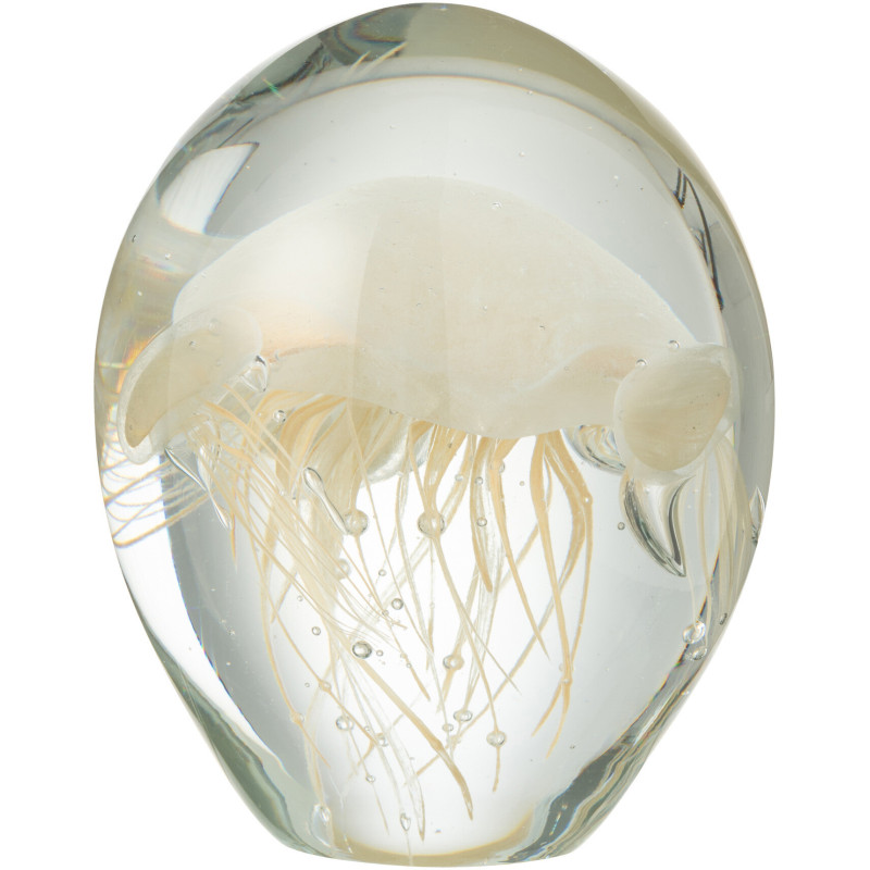 Presse papier sulfure Méduses Goutte Hauteur 12 cm en Verre Transparent Beige Calypso - 1