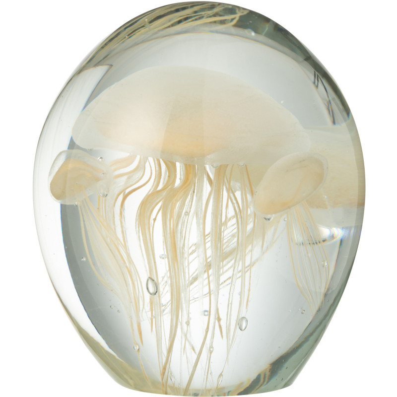 Grand Presse papier sulfure Méduses Goutte Hauteur 16 cm en Verre Transparent Beige Calypso - 1