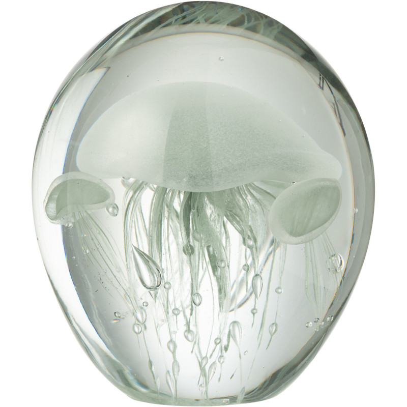Grand Presse papier sulfure Méduses Goutte Hauteur 16 cm en Verre Transparent Vert clair Calypso - 1
