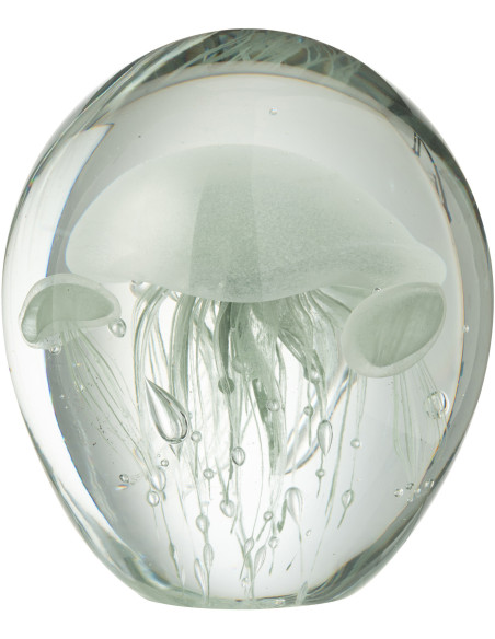 Grand Presse papier sulfure Méduses Goutte Hauteur 16 cm en Verre Transparent Vert clair Calypso - 1