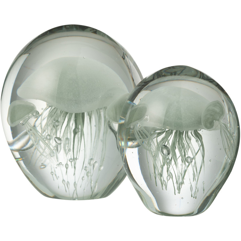 Grand Presse papier sulfure Méduses Goutte Hauteur 16 cm en Verre Transparent Vert clair Calypso - 2